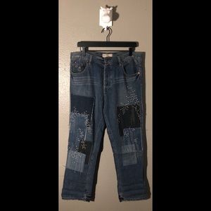 Free People Patchwork Denim Jeans